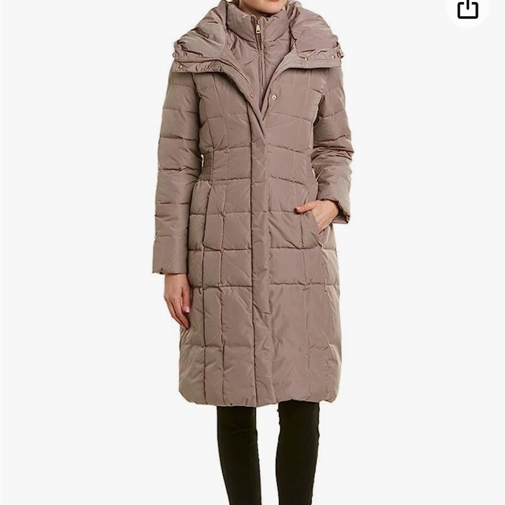 Cole Haan Signature 50”taffeta down parka in Cashew
